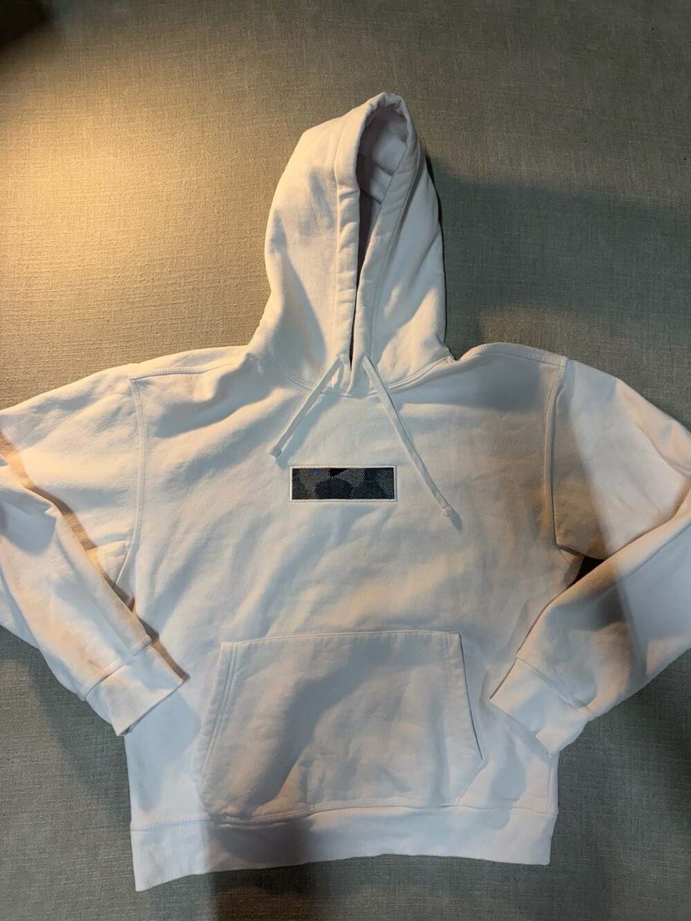 Derschutze White Hoodie with Embroidered Geometric Box Logo